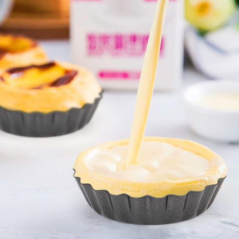12 pcs Egg Tart Molds, 3" Mini Tart Pans with Removable Bottom, Reusable Quiche Bakeware for Pies, Desserts