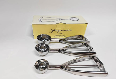 Fayomir Set Small/1 Medium/2 Large/3 Set 3, 18/8 Cookie Scoop - Tbsp, Tbsp, Tbsp - Cookie Dough Scoop, Cookie Scoops