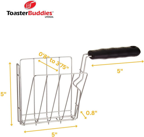 TOASTER BUDDIES - 2-Piece Toaster Basket, Sandwich Racks, Compatible with Most Pop-Up Toasters, Black