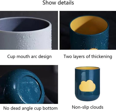Simple Cloud Mouthwash Cup - Creative Cute Couple Mouthwash Cup (Light Pink & Off White)