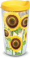 Tervis Plastic Sunflowers Tumbler with Wrap and Yellow Lid, 16oz, Clear