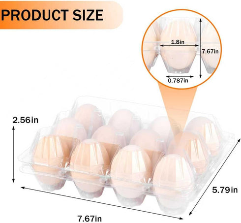 ZHIGLMYD 100 Pack 12 Count Dozen Plastic Egg Cartons - Bulk Cheap Clear Reusable Egg Containers for Chicken Eggs, Egg