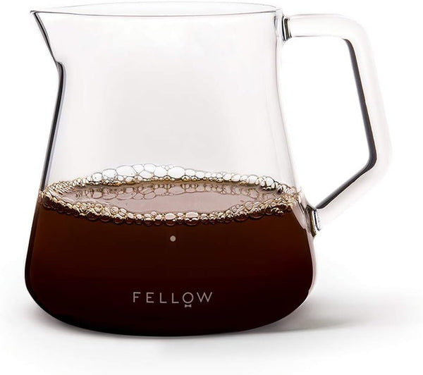 Fellow Mighty Small Glass Carafe, Manual Pour Over Coffee Beaker and Tea Steeper, 16.9 oz Clear Container