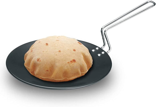 Hawkins Futura 26 cm Hard Anodised Tawa, Extra Thick with Stainless Steel Handle, Black (AT26X)