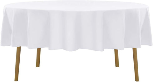 70 Inch Round Tablecloth, Washable Polyester Table Cloth for Wedding Party Dining Banquet (White)