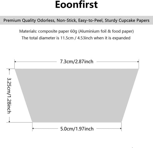 Eoonfirst 100 Pcs Standard Foil Cupcake Liners (Silver)