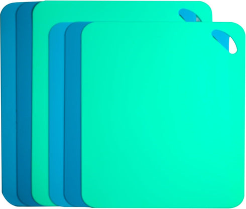 6pcs Multi-size Color Coded Plastic Cutting Mats Set for Kitchen Cooking, Dishwasher Safe