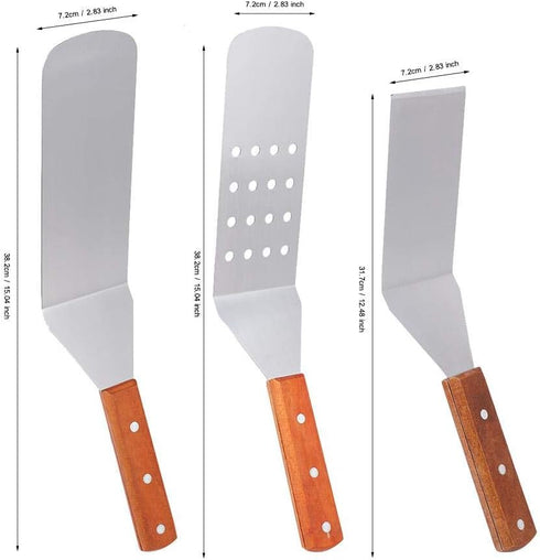 High-grade Stainless Steel Wooden Handle Frying Shovel Kitchen Dish Pizza Paddle Baking Cake, Cheese, Grill Food - 3