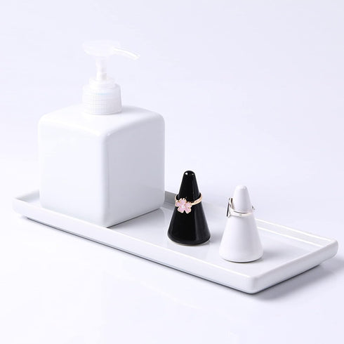 Ceramic Toothbrush Holder for Bathroom, Vanity Countertop Organizer for Toothpaste, Dental Floss Picks