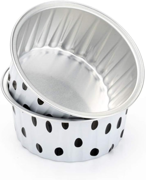 KEISEN 5oz Set of 24 Disposable Aluminum Foil Cups, 125ml for Muffin Cupcake Baking, Spot Color