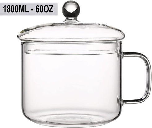 Glass Saucepan with Cover,1.6L/54 OZ Heat-resistant Glass Stovetop Pot and Pan with Lid, The Best Handmade Glass Cookware Set Cooktop Safe for Pasta Noodle, Soup, Milk, Baby Food (1.6L/54OZ) by Miecux