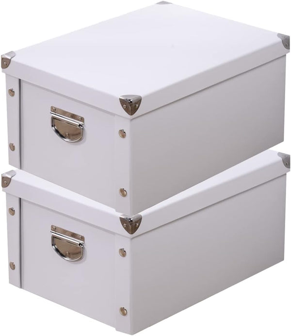 GUOZI Collapsible Storage Box, Decorative Memory Box with Lid & Metal Reinforced Corners, Organizer Gift Box for