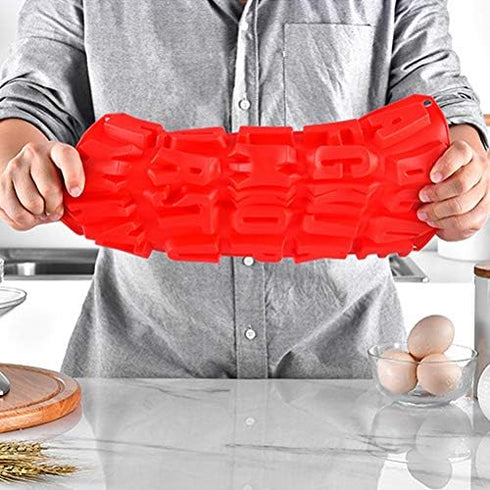 Silicone Letter Cake Mold, BPA Free, Non-Stick Chocolate Mold, Soft and Easy to Release, Red Mold for Cake Baking