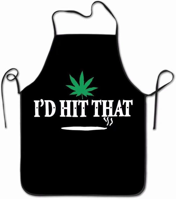 Kitchen Apron - I'd Hit That Marijuana Pot Weed Stoner Apron for Baking, Crafting, Gardening, Cooking