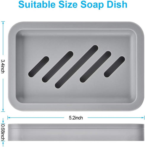 2PCS Draining Soap Dishes, Dishwashing Sponge Holder with Water Tray, Easy to Clean Soap Cases (Gray)