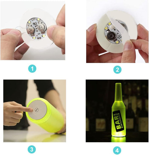 12Pcs LED Coaster, LED Sticker Lights, Cup Holder Lights for Wine, Liquor Bottle, Colorful Party Sparklers