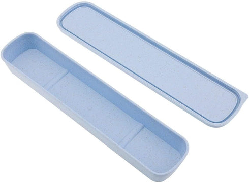 OriGlam Portable Flatware Box, Travel Utensil Storage Case for Cutlery Kit, Blue