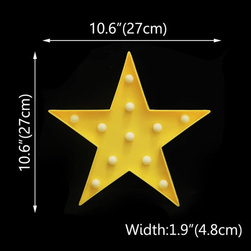 LED Marquee Star Sign Night Light, Battery Operated Star Shape Desk Table Lamp for Kids, Baby, Child, Girl Gift