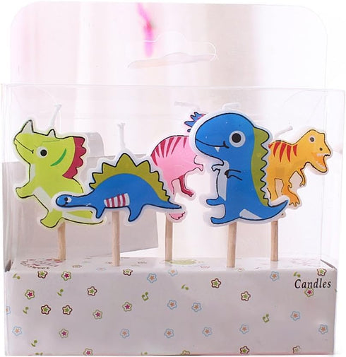 Ornerx Dinosaur Themed Birthday Cake Candles - Pack of 5