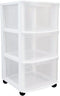 Gracious Living Classic 3 Drawer Organizer Cart, Plastic Storage Dresser with Caster Wheels for Home and Office