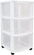 Gracious Living Classic 3 Drawer Organizer Cart, Plastic Storage Dresser with Caster Wheels for Home and Office