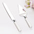 Cake Cutting Set for Wedding, Vintage Wood Knife and Server Set, 2-Piece Pie Cutter, White Dessert Utensils