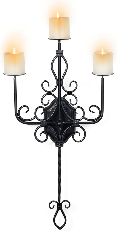 Large Wall Sconce Candle Holder3 Iron Candelabra,Gothic Victorian Metal Wall DecorOversized Wall