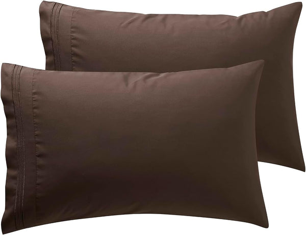 Nestl Brown Microfiber Queen Pillow Cases - Set of 2, 20x30 Inches