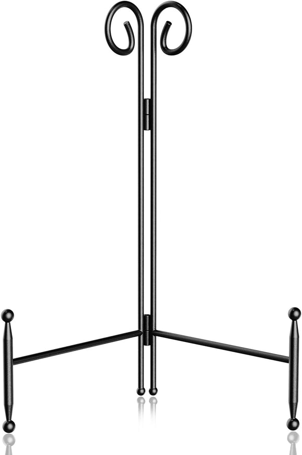Plate Stand and Holder - 12 Inch Black Iron Picture Frame Stand for Display, Collapsible and Portable Easel