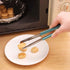 HANSA 2PCS Blue Color Stainless Steel Food Ice Tongs, 9 Inch BBQ Baking Utensils with ABS Handle & Silicone Brush