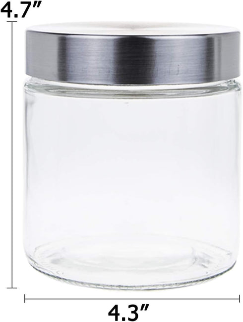 Lawei 6 Pack 27 Oz Clear Glass Jars with Stainless Steel Lids, Food Storage Canister Set