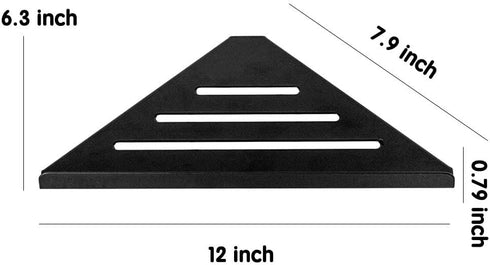 YISMAN 304 Lavatory Bathroom Corner Stainless Steel Shelf Wall Mount Triangular Shower Corner Shelf,Black