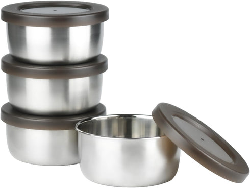 Stainless Steel 10oz Lidded Bowls, 4 Pack Unbreakable Small Bowls with BPA-free Plastic Lids