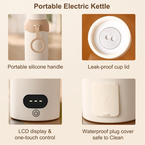 304 6 450mL Travel Electric Kettle Small Stainless Steel Portable Kettle with Automatic Shut Off & Temperature Control