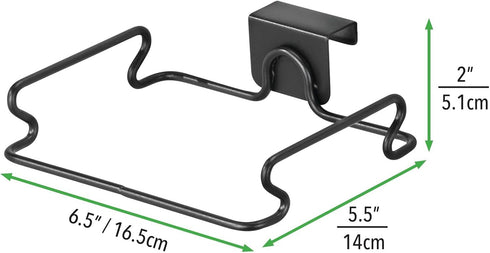 mDesign Over the Cabinet Metal Wire Small Garbage Container, Trash Bag Holder Rack for Kitchen, Pantry, Bathroom