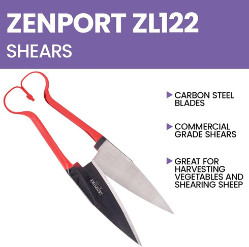 ZL122 13-Inch Trimming, Zenport Heavy Duty Onion and Sheep Shears, - Durable Precision Carbon-Treated Blades