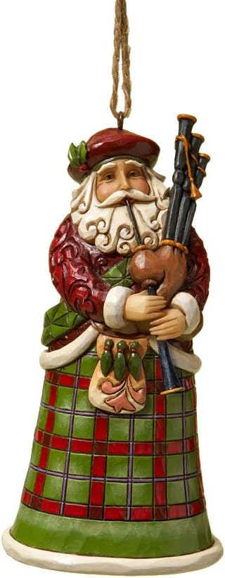 Jim Shore Heartwood Creek Scottish Santa Stone Resin Hanging Ornament, 4.75”, Christmas