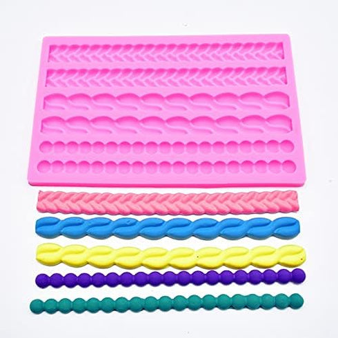 3D Pearl Knit Rope Silicone Mold for Fondant, Cake Border Decorating Molds, DIY Baking Tools