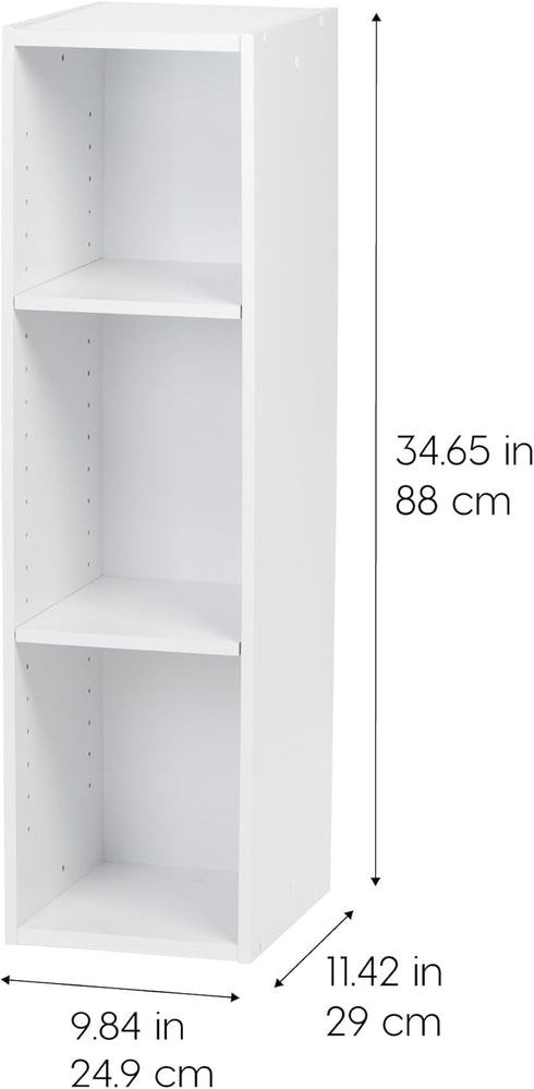 3-Tier 10" IRIS USA Cubby Storage Bookshelf with Adjustable Shelves, Width Stackable Easy Assembly Space Saving