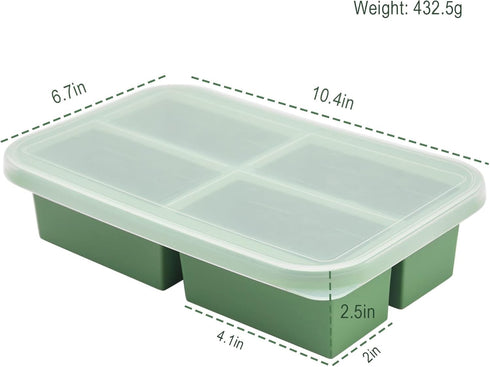 Soup Freezer Containers - Silicone Freezer Trays with Lid, Easy-Release, Reusable for Broths and Leftovers, 2 Pack