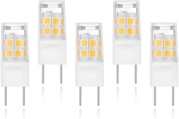 5 Pack-T4 JCD Bi-Pin G8 2Watt LED Light Bulbs, Warm White JCD Type T4 G8 Under Cabinet Puck Lamp for Kitchen Lighting