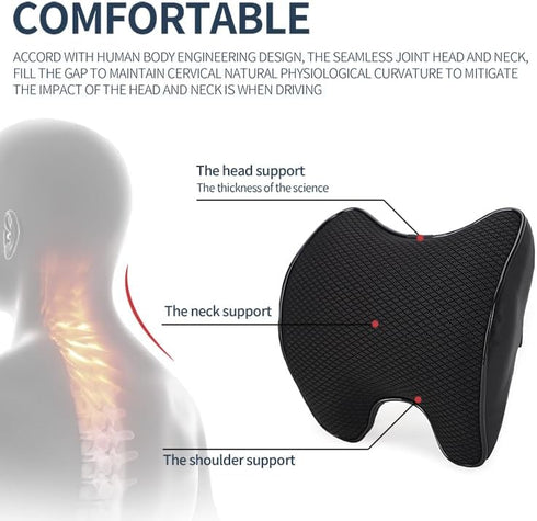 Lumbar Support and Car Neck Pillow for Office Chair and Car Seat Softness Memory Foam Erognomic Seat Cushion