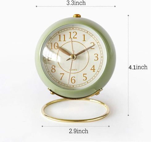 SHISEDECO Small Table Clock, Classic Non-Ticking Tabletop Alarm Clock with Backlight, Battery Operated Astronaut Desk
