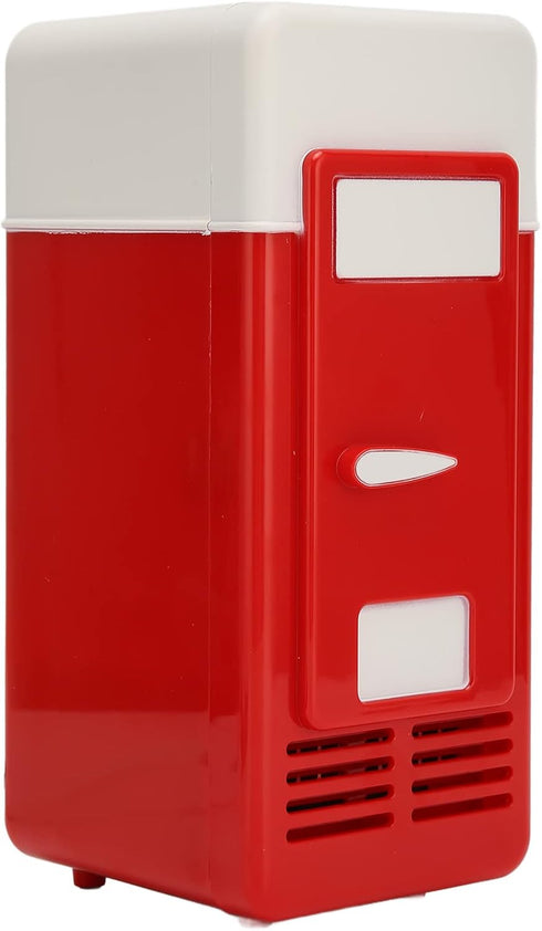 Mini Fridge, USB Insulated Cooling Small Portable Refrigerator for Bedroom, Car, Office Desk, Red