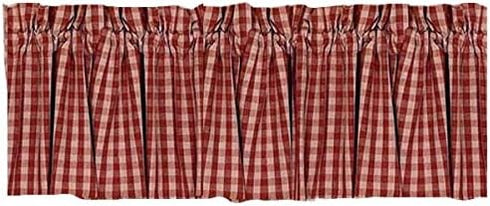 Home Collection by Raghu Barn Red/Nutmeg Heritage House Check Valance, 72 by 15.5-Inch (VL100017)