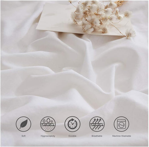 55% 45% 1-Piece BISELINA Linen Sheet French Flax Flat Sheet Only Euro Linen Cotton Basic Style Solid Color Soft