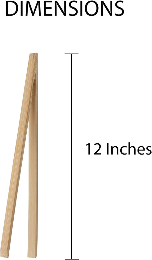 HIC Kitchen Toast Tongs, 12-Inches, Natural Bamboo