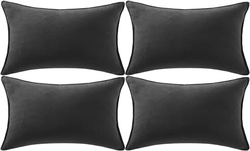 Fancy Homi 2 Packs 14x24 Inch 35x60 cm Black Long Lumbar Decorative Throw Pillow Covers for Living Room Couch Bed Sofa