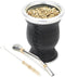 BALIBETOV Leather & Glass Yerba Mate Gourd Set with Yerba Mate Bombilla