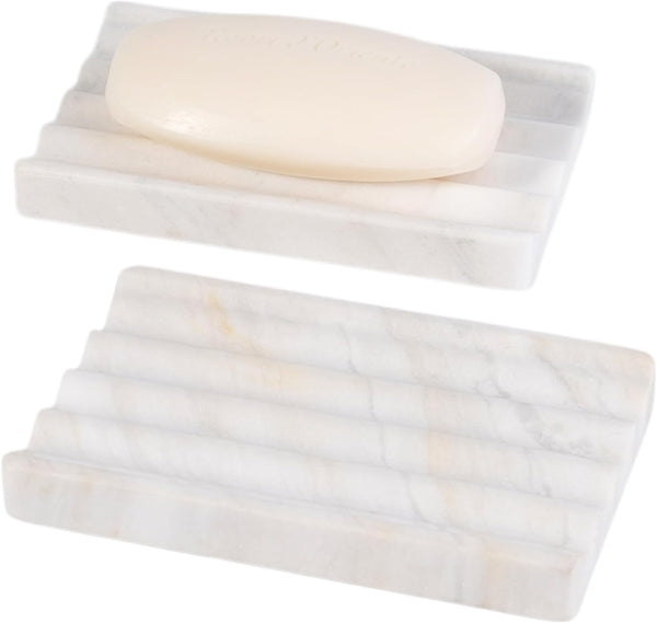 2 Pcs Soap Holder for Bathroom, Marble Soap Dish for Kitchen Countertop,